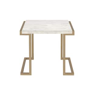 Boice II End Table in Faux Marble and Champagne