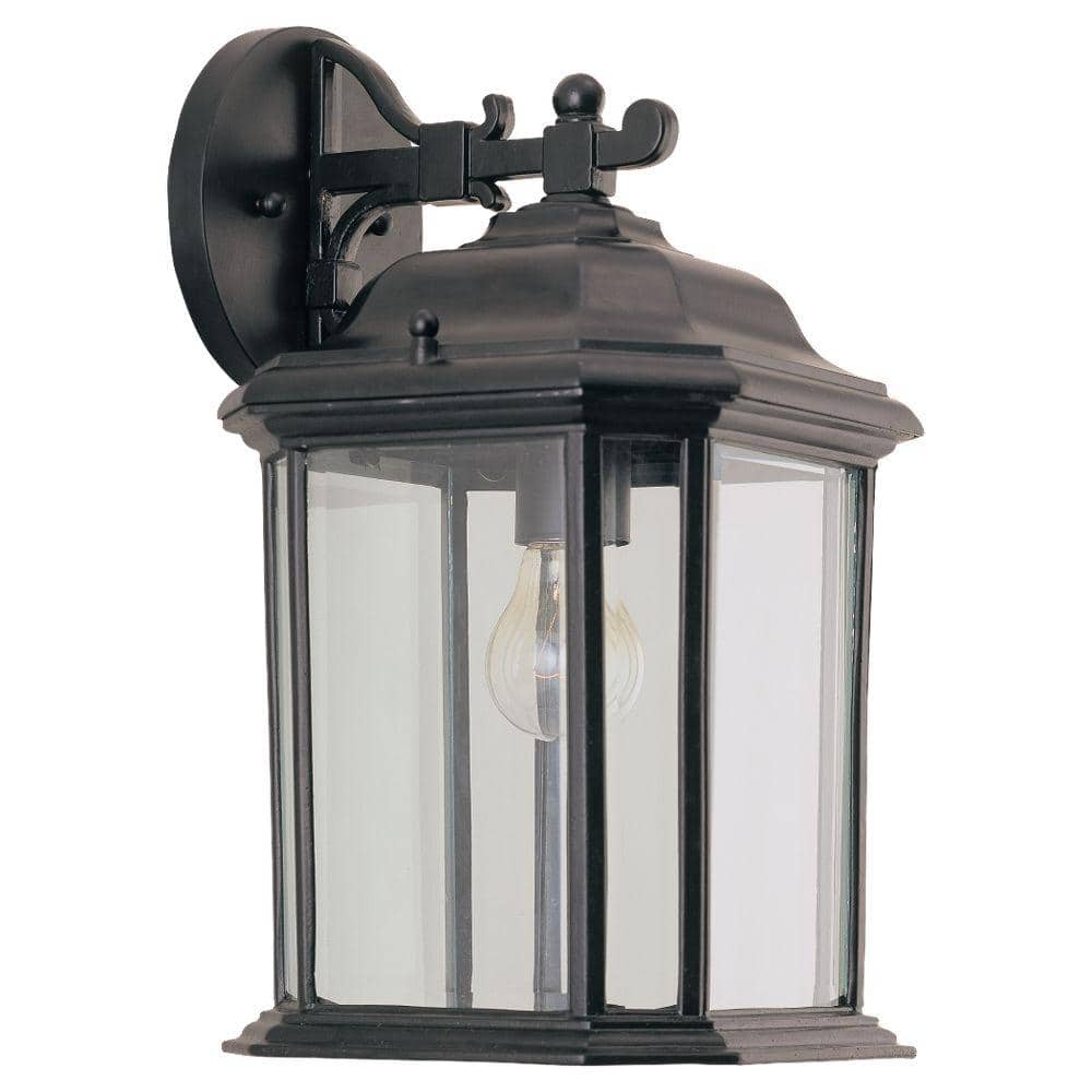 Kent Sleek Black Outdoor Sconce with Clear Beveled Glass