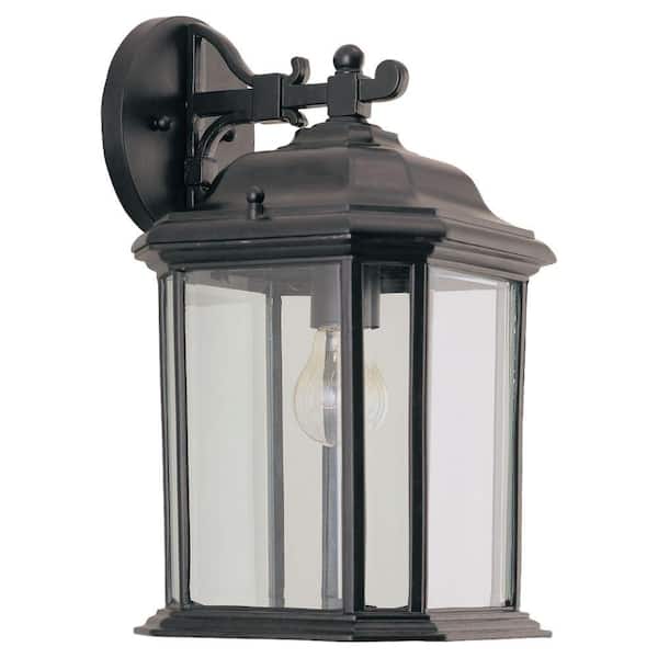 Kent 8.5 in. W 1-Light Black Outdoor 15 in. Wall Lantern Sconce
