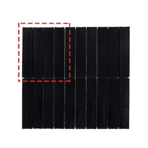 Stacked Black 6 in. x 6 in. Honed Flucted Nero Marquina Natural Marble Mosaic Tile (0.25 sq. ft./Case)