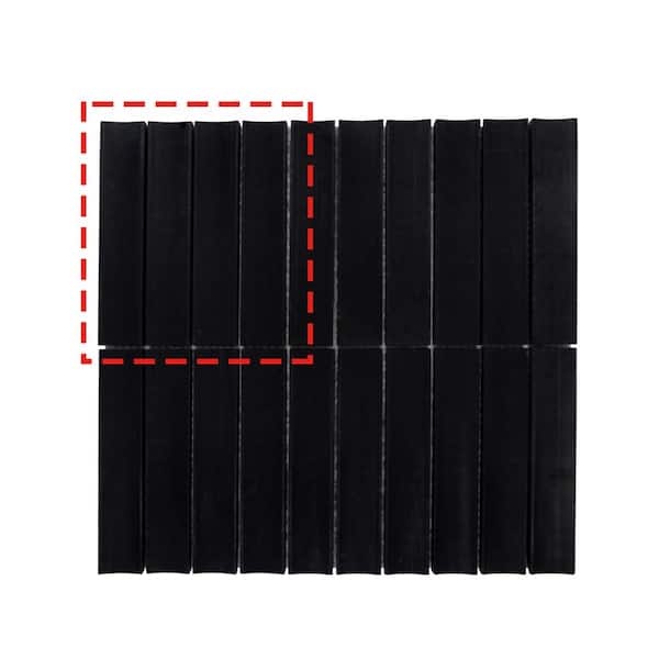 Stacked Black 6 in. x 6 in. Honed Flucted Nero Marquina Natural Marble Mosaic Tile (Covers 0.25 sq. ft.)