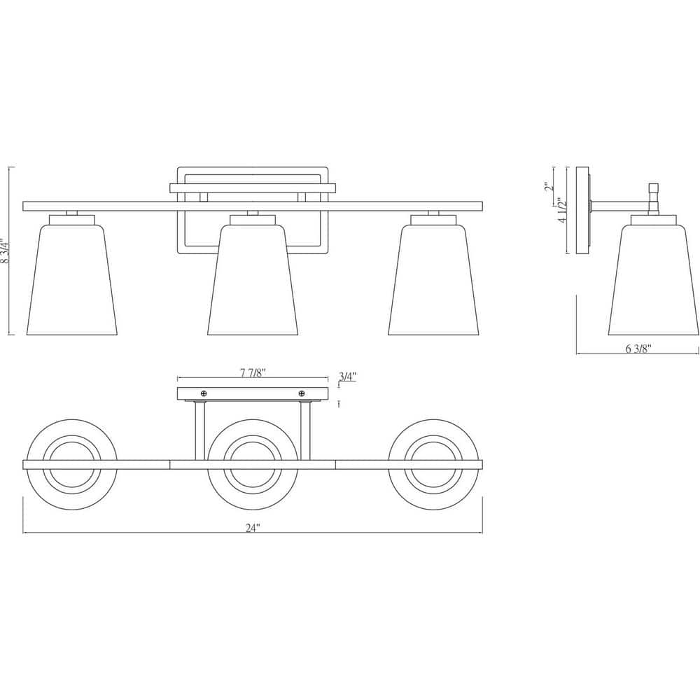 Calhoun Black 3-Light Vanity Fixture with Clear Glass Shades