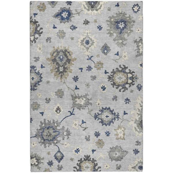 Dream Shag Premium Machine Washable Abstract ADS753 Silver 9 ft. x 12 ft. Area Rug