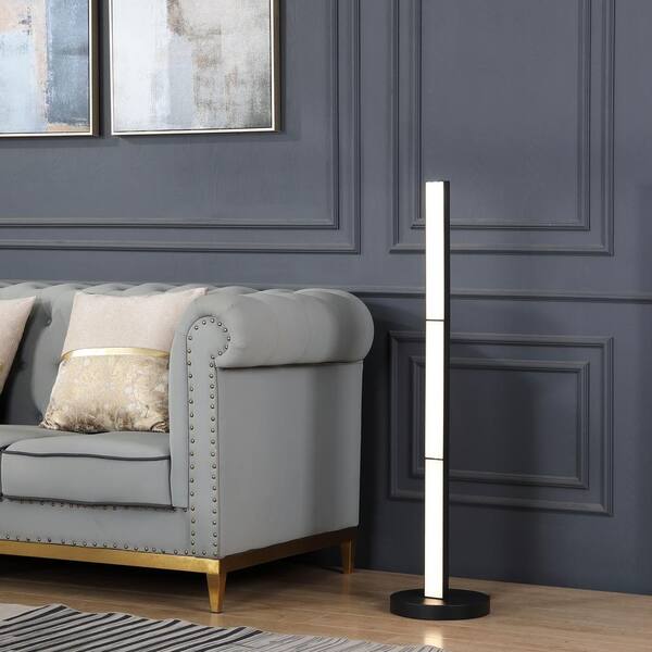 Vidalite Ma'or 43 in. 3-Light Matte Black Modern LED Floor Lamp 