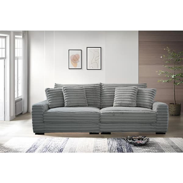 NEW CLASSIC HOME FURNISHINGS New Classic Furniture Embrace 99 in. Square Arm Polyester Fabric Rectangle Sofa in Gray