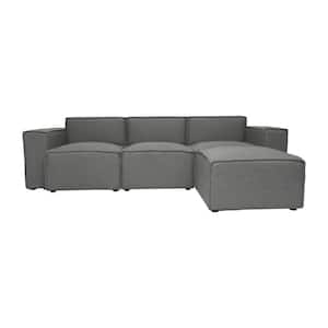 4-Piece Dark Gray Fabric Living Room Sectional Sofa