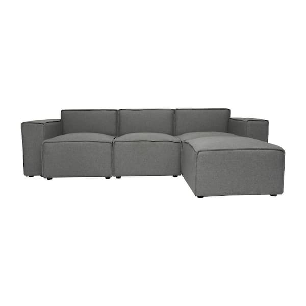 Carnegy Avenue 4-Piece Dark Gray Fabric Living Room Sectional Sofa