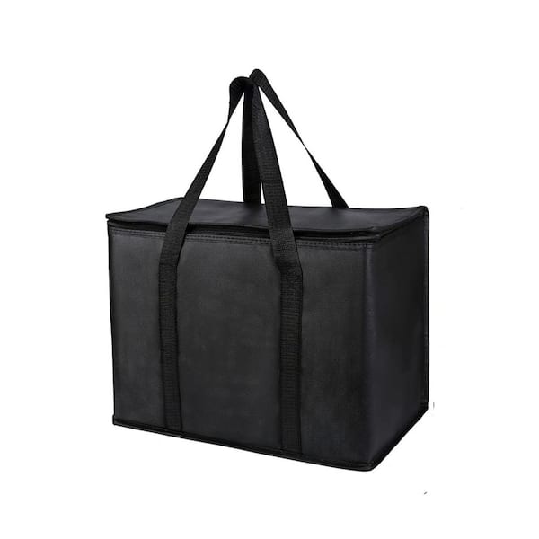 31 qt. 2-Pack XL-Large Insulated Grocery Shopping Cooler Bags Black Reusable with Zipper for Hot Cold Food Transport
