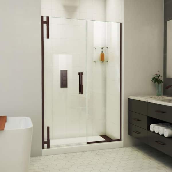 DreamLine Ascend 57-1/2 in. W x 72 in. H Pivot Frameless Shower Door in Oil Rubbed Bronze