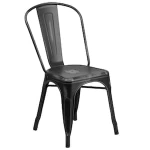 Metal Outdoor Dining Chair in Black