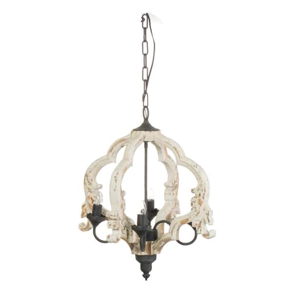 A & B Home Swithun 4-Light Antique White, Gold Chandelier