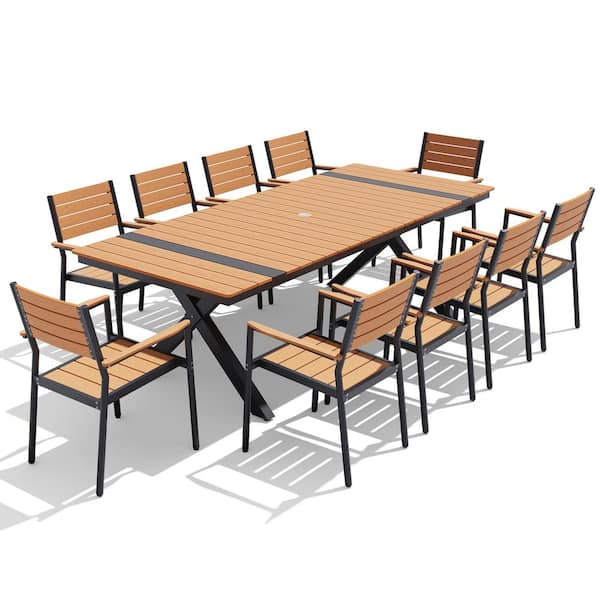 Crestlive Products 11-Piece Outdoor Dining Set with Umbrella Hole