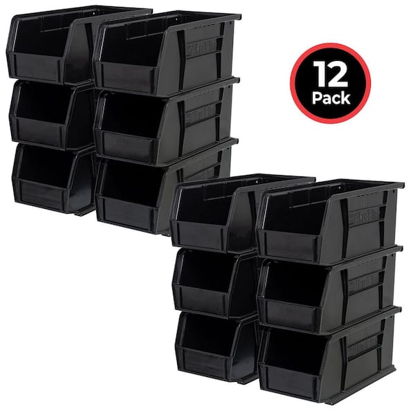 30230 Plastic Storage Shelf Bins, 11 in. x 5 in. x 5 in. Black, 12-pack