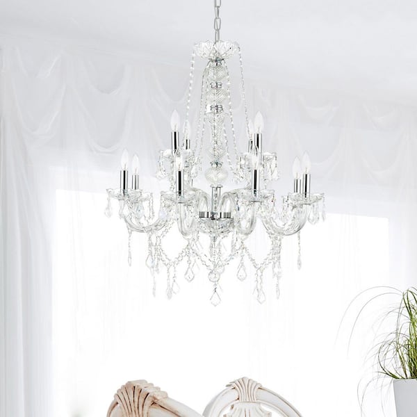 Princeton 12 Light Down Chandelier With Chrome Finish