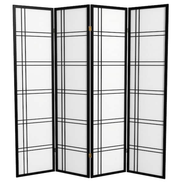 Oriental Furniture 6 ft. Black 4-Panel Room Divider