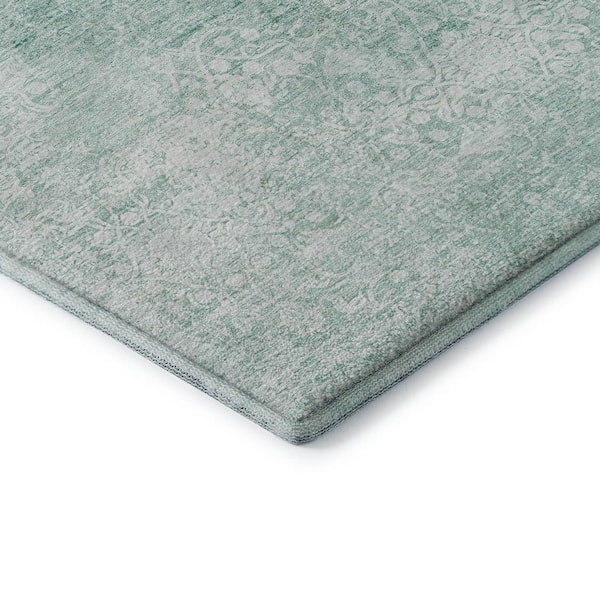 Mayfield Premium Machine Washable Abstract AMF1763 Turquoise 8 ft. x 10 ft. Area Rug