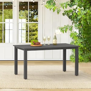 60.in Gray 6-Person Plastic Wood Indoor-Outdoor Compatible Rectangular Outdoor Dining Table