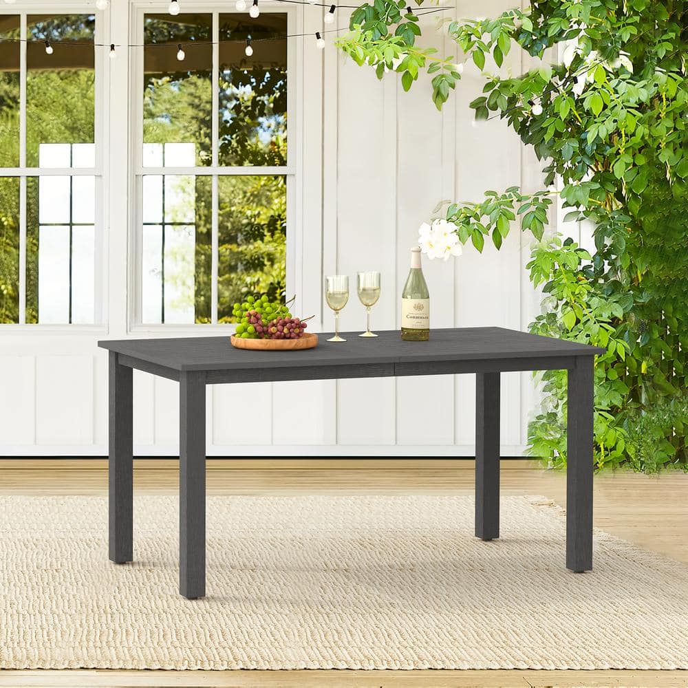 Dark Gray 6-Person Rectangular Plastic Wood 60. in Indoor-Outdoor Compatible Outdoor Dining Table price history on PriceWatchPro