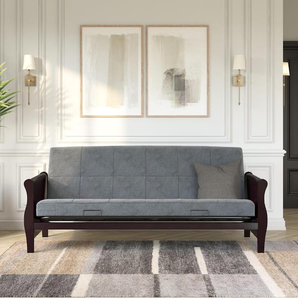 DHP Lexi 6 in. Quilted Gray Microfiber Medium Comfort Polyester Filled Tight Top Futon Full Size Mattress