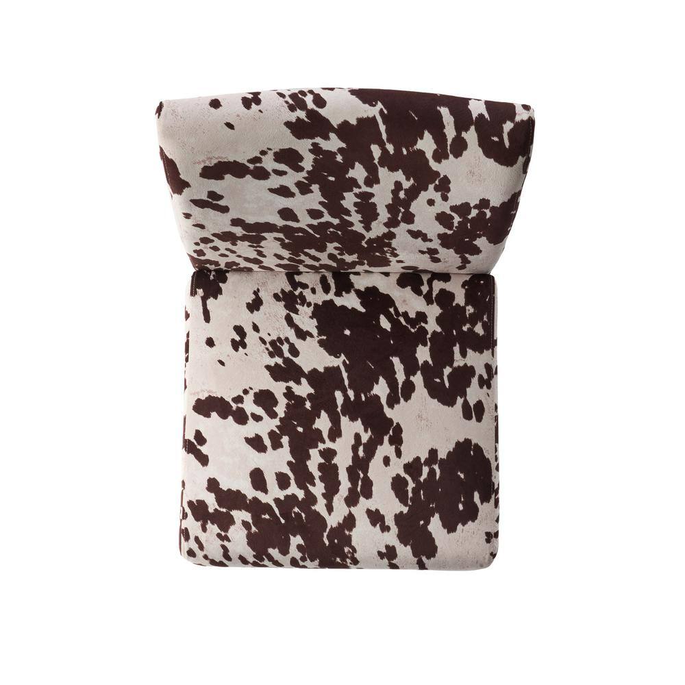Plush Brown & White Cow Print Velvet Accent Chair