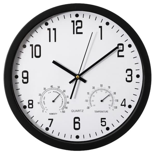 インテリア時計 onulife Temperature and humidity clock CLOCKSWISE 14 in. Non-Ticking Wall Clock Thermometer, Hygrometer