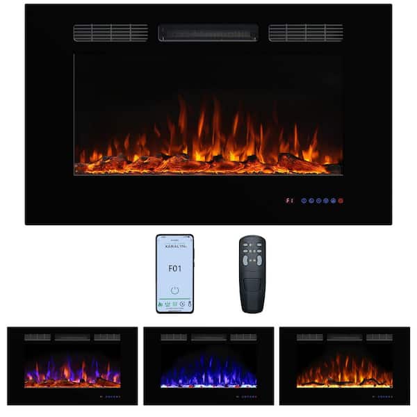Delandgrand 40 in. Electric Fireplace Insert with Voice Control, 1500W, 3 Flame Colors, 5 Flame Brightness, Hardwired, Alexa