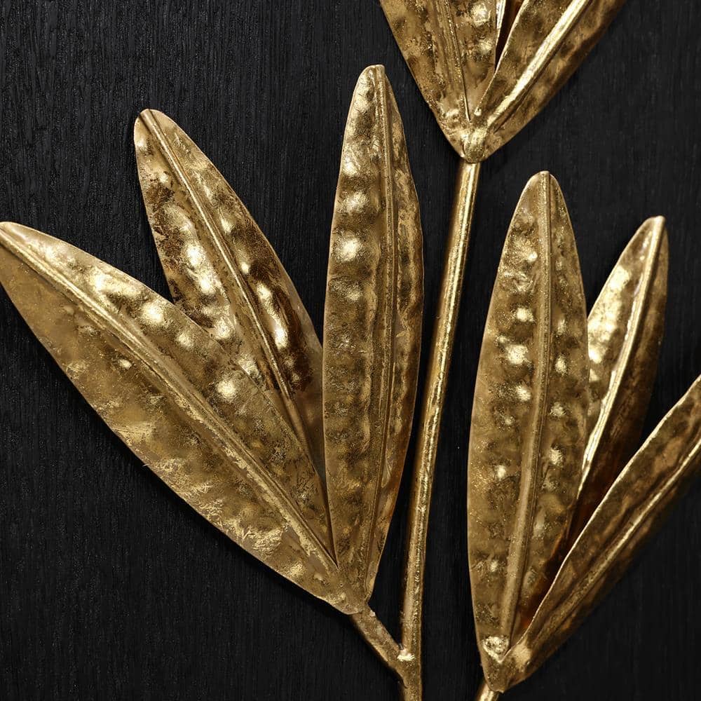 Gold and Black Metal Flower Bouquet Wall Sculpture Set