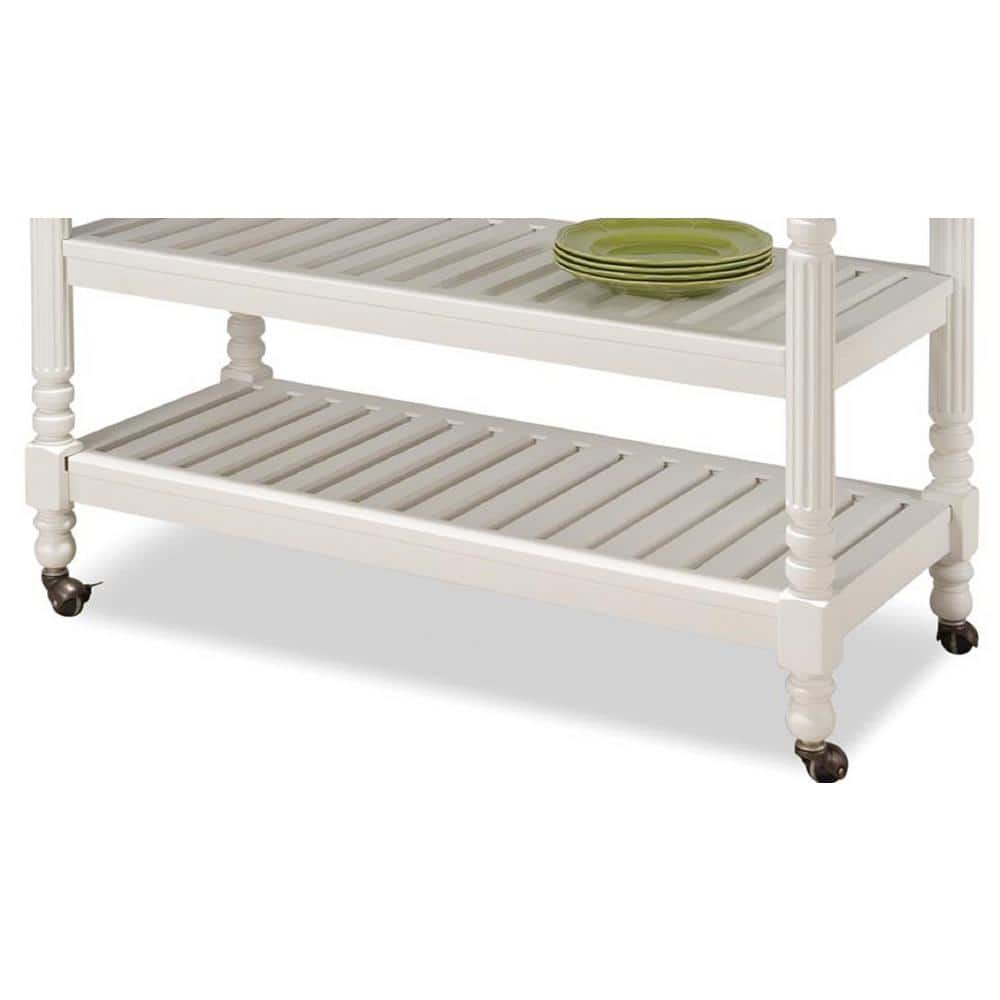 Savannah White Kitchen Cart with Stainless Top - thumbnail 10