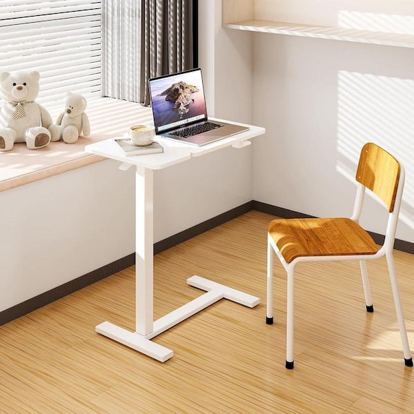 Wonder Desk WONDER COMFORT Multifunctional 24.2 in. Pure White Mobile Rolling ...