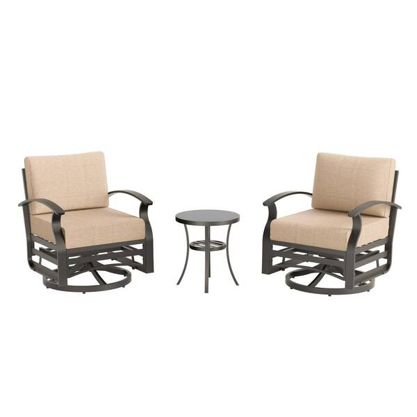 Halmuz 3-Piece Aluminum Swivel Outdoor Rocking Chairs Patio ...