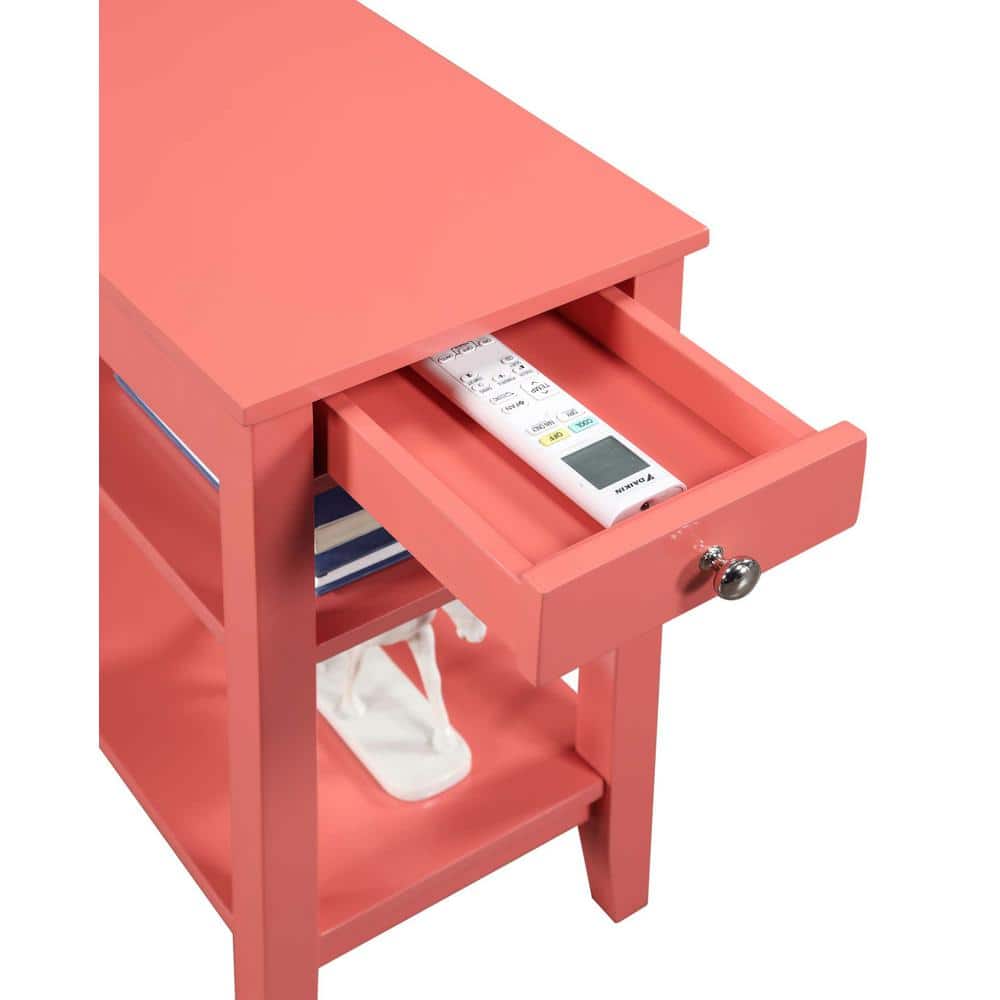 Coral Transitional Rectangular Chairside End Table with Storage