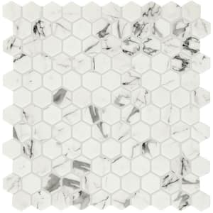 Uptown Glass Posh Resort 11 in. x 12 in. Matte Glass Hexagon Mosaic Floor and Wall Tile (16.92 sq. ft./case)