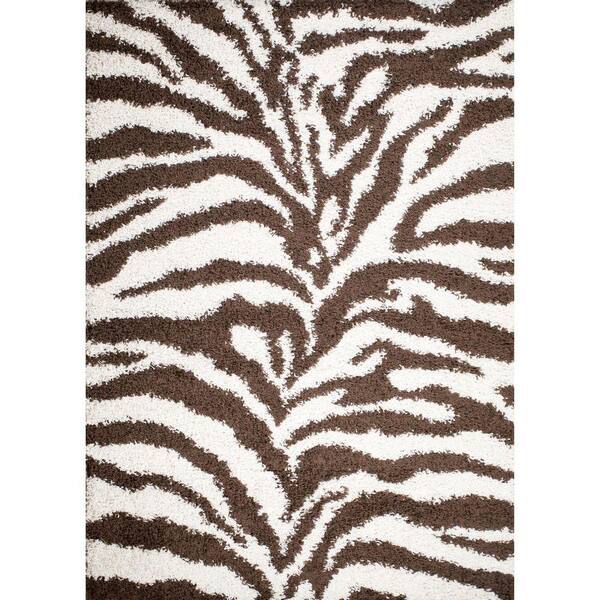 Concord Global Trading Shaggy Zebra Natural 3 ft. x 5 ft. Area Rug