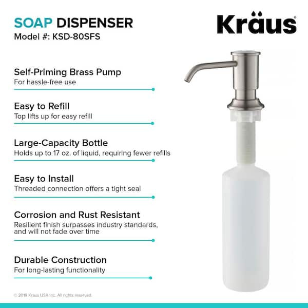 Kraus Spot Free Stainless Steel 17-oz Capacity Deck-mount Soap and