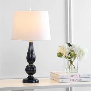 Maddie 28 in. Glass/Metal LED Table Lamp, Navy