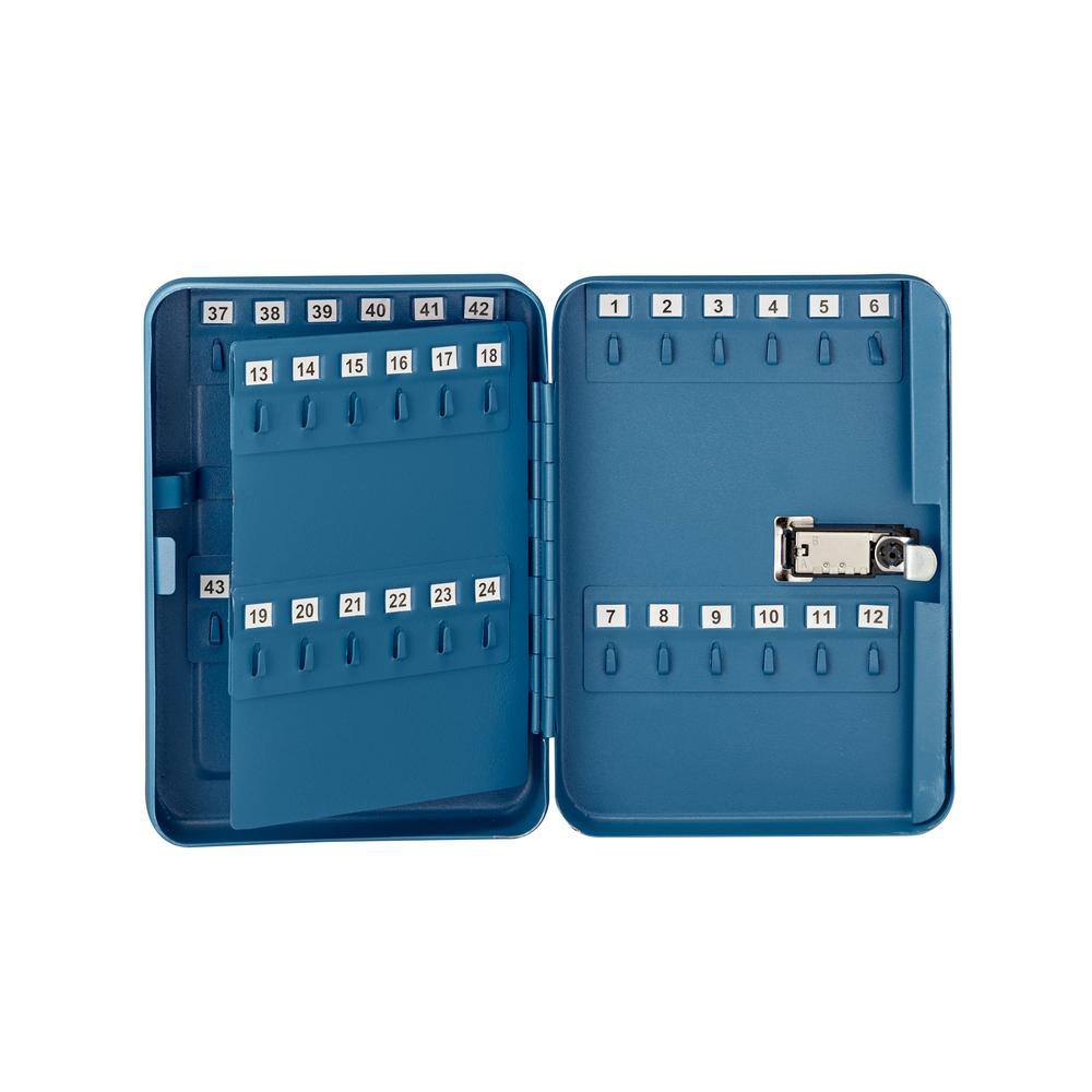 Blue Steel Wall-Mount Combination Lock Key Cabinet