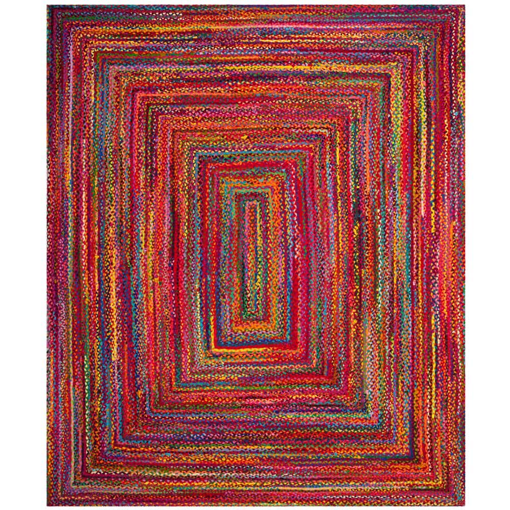 SAFAVIEH Braided Red/Multi 8 ft. x 10 ft. Area Rug BRD210A-8 - The Home ...