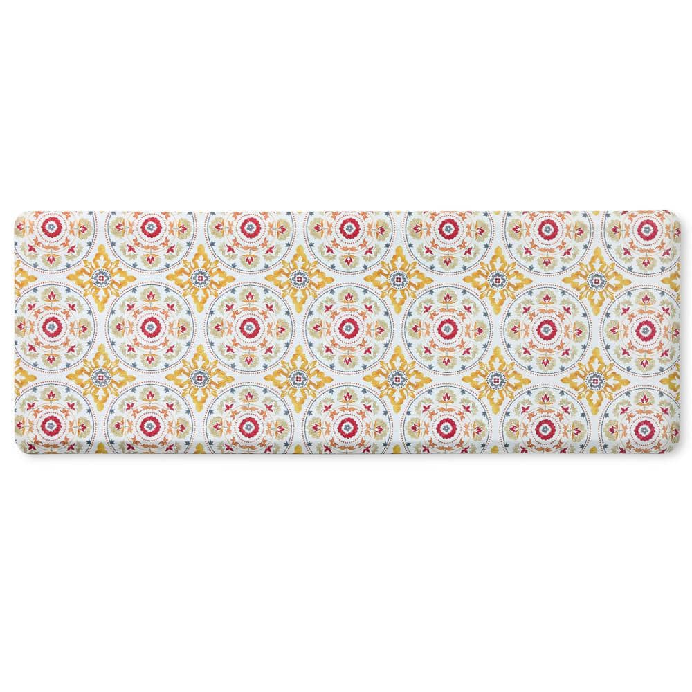 20 in. x 55 in. Red and Yellow Postiano Tiles Anti Fatigue Geo Indoor Kitch