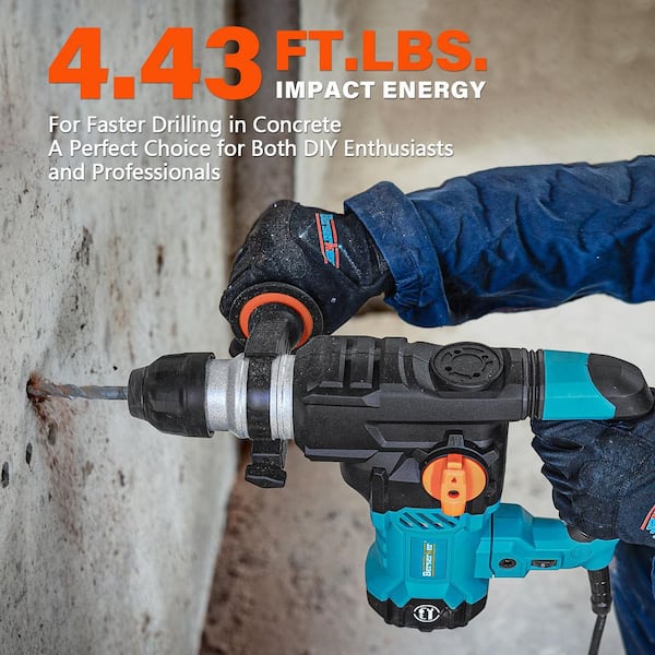 12.5 Amp 1-1/4 in. Corded Variable Speed SDS-Plus Concrete/Masonry Rotary Hammer Drill with Carrying Case