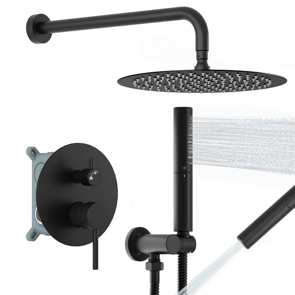 6-Piece Bathroom Hardware Set with 10 in. Round Rain Shower Head, Rainfall Shower Faucet Fixture Combo Set in Black price history on PriceWatchPro