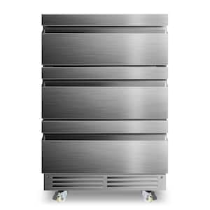 23.4 in. Single Zone 190-Cans Freestanding/Built-in Outdoor Under Counter Drawer Beverage Fridge in Stainless Steel