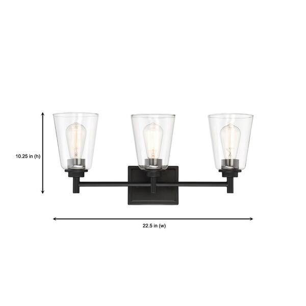 Designers Fountain Westin 3-Light Black Modern/Contemporary Vanity Light Bar Designers Fountain Westin 3-Light Black Modern/Contemporary Vanity Light Bar