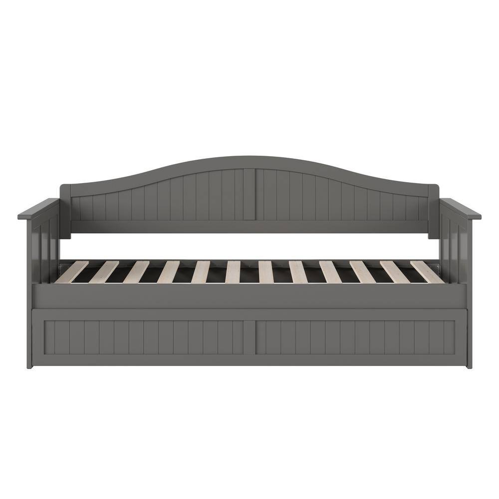 Nantucket Gray Twin Wood Daybed with Trundle and Drawer