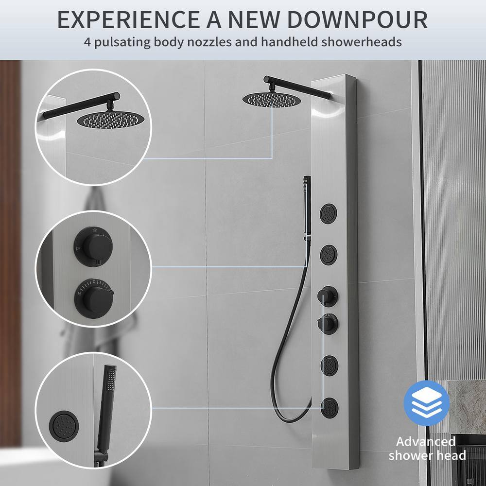 Black Nickel Multi-Function Shower Panel with Body Jets