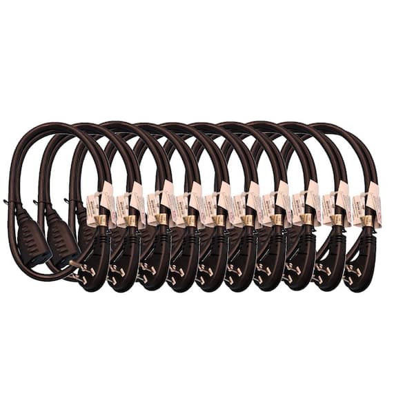 Micro Connectors, Inc 3 ft. 16/3 AWG Conductors Indoor Low Profile Angled (NEMA 5-15P to NEMA 5-15R) SJT/ Extension Cord Black (10-Pack)