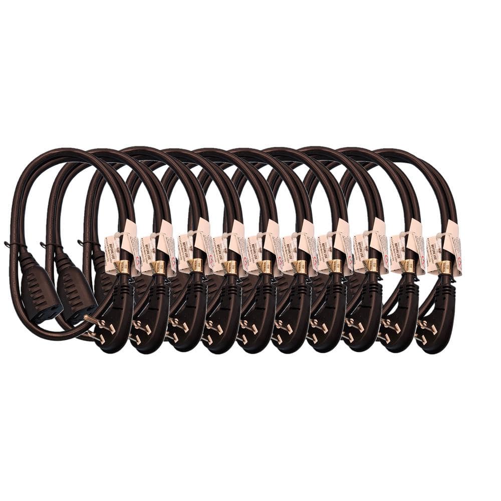 3 ft. 16/3 AWG Conductors Indoor Low Profile Angled (NEMA 5-15P to NEMA 5-15R) SJT/ Extension Cord Black (10-Pack) price history on PriceWatchPro