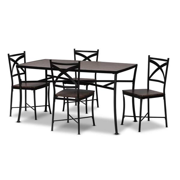 Baxton Studio Josie 5-Piece Brown and Black Dining Set