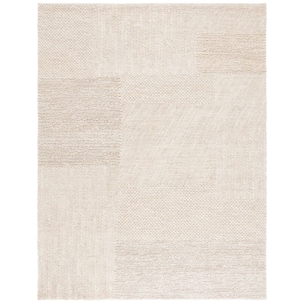 Natural Fiber 8 ft. x 10 ft. Bleach/Ivory Woven Solid Geometric Area Rug
