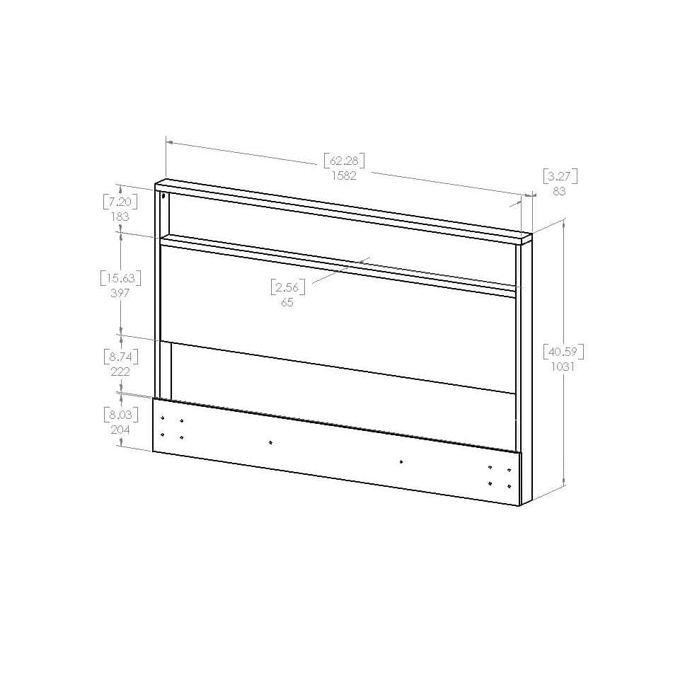 Weathered Oak Full/Queen Headboard with Storage Shelf