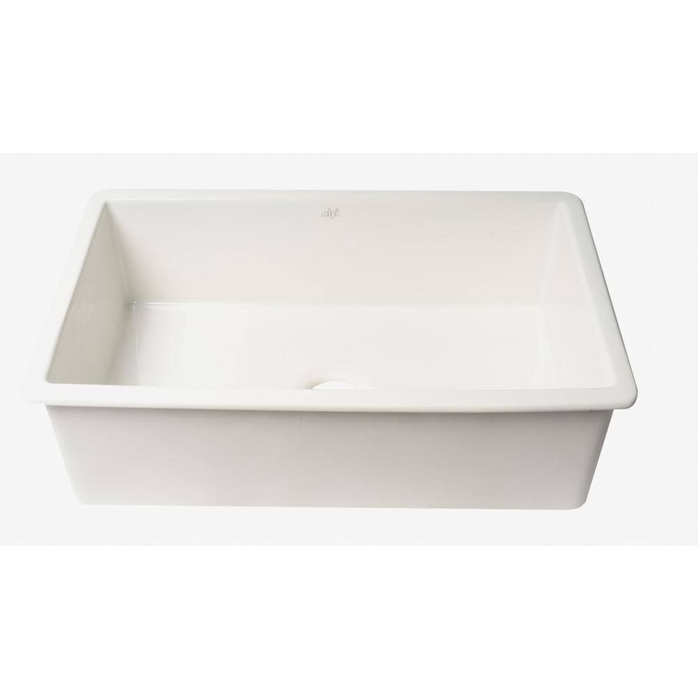 White Fireclay 32" Drop-In Farmhouse Kitchen Sink